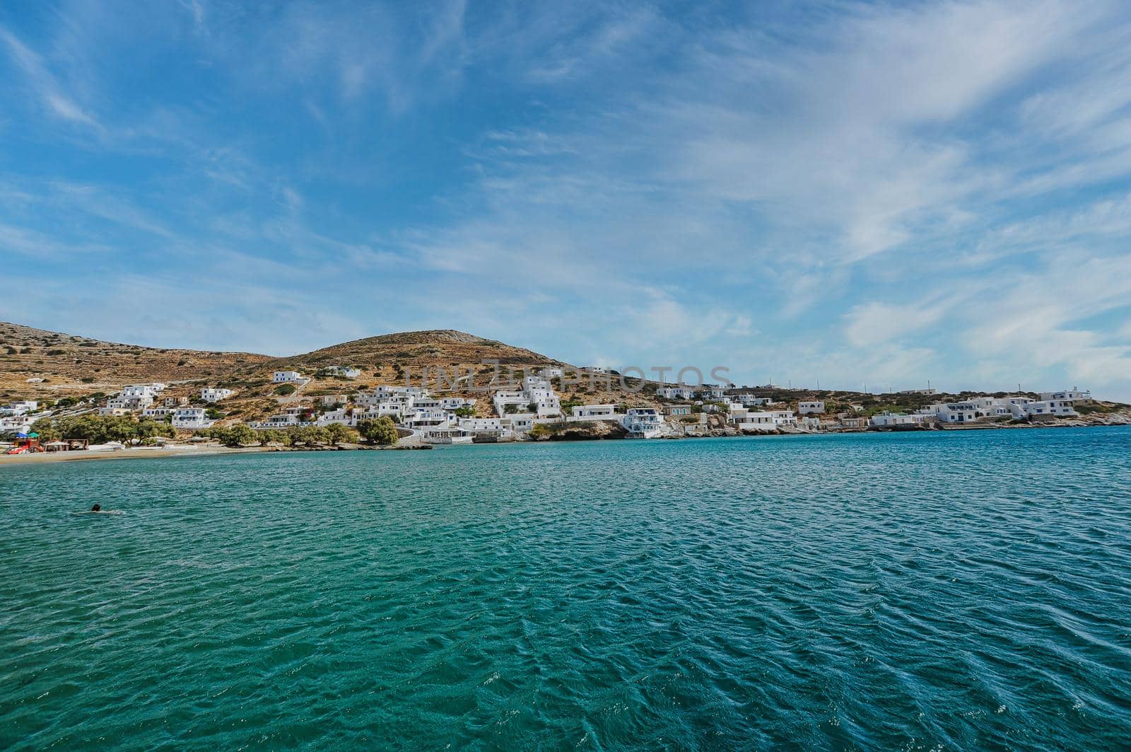 Fishing boats in the beautiful Alopronia village in Sikinos island of Greece