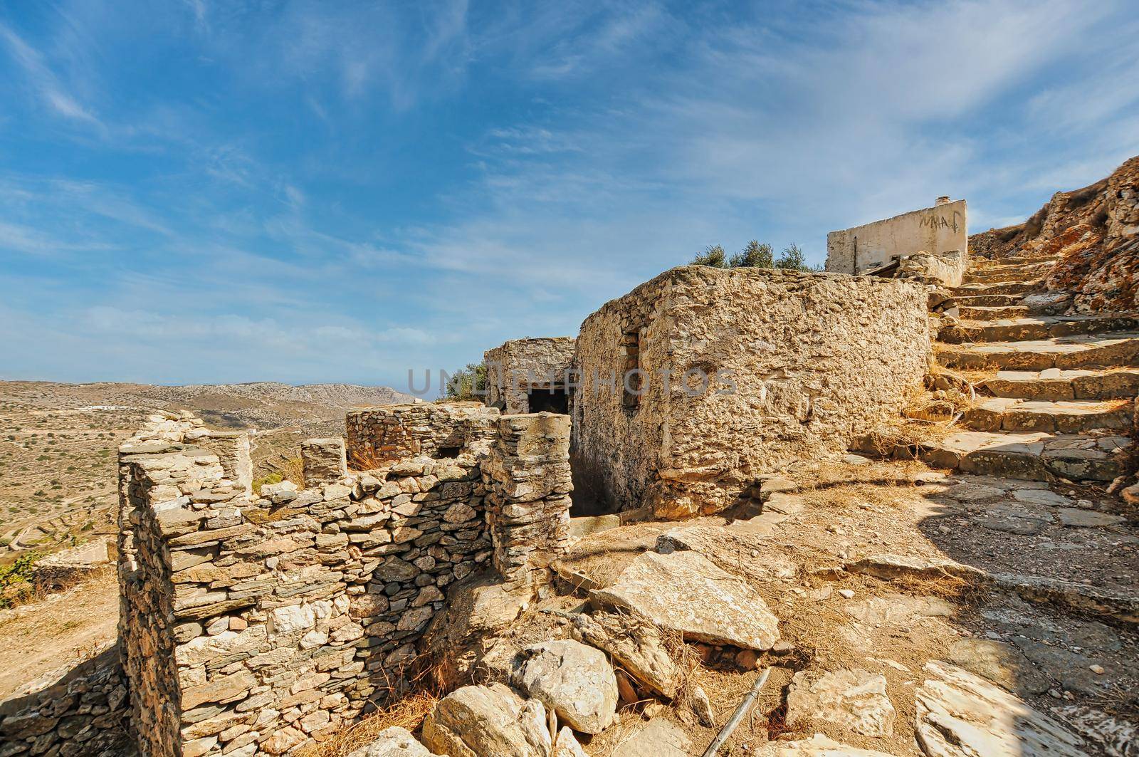 Photo from picturesque chora of Ios island with traditional architecture, Cyclades, Greece