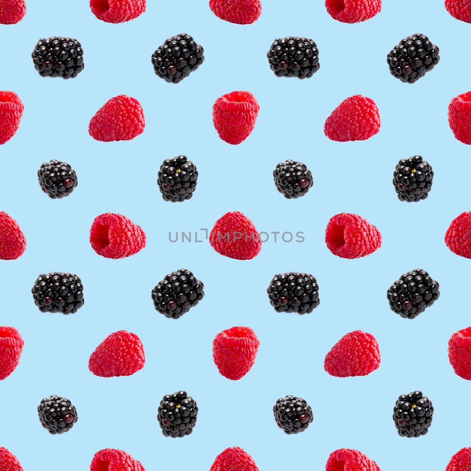 Seamless pattern with raspberry and bramble. pattern for package design, abstract background by PhotoTime