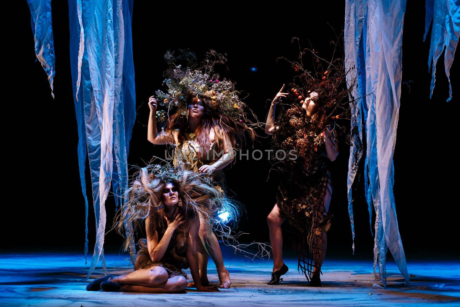 Ghost girls, spirits of the theater, standing on its stage by deandy