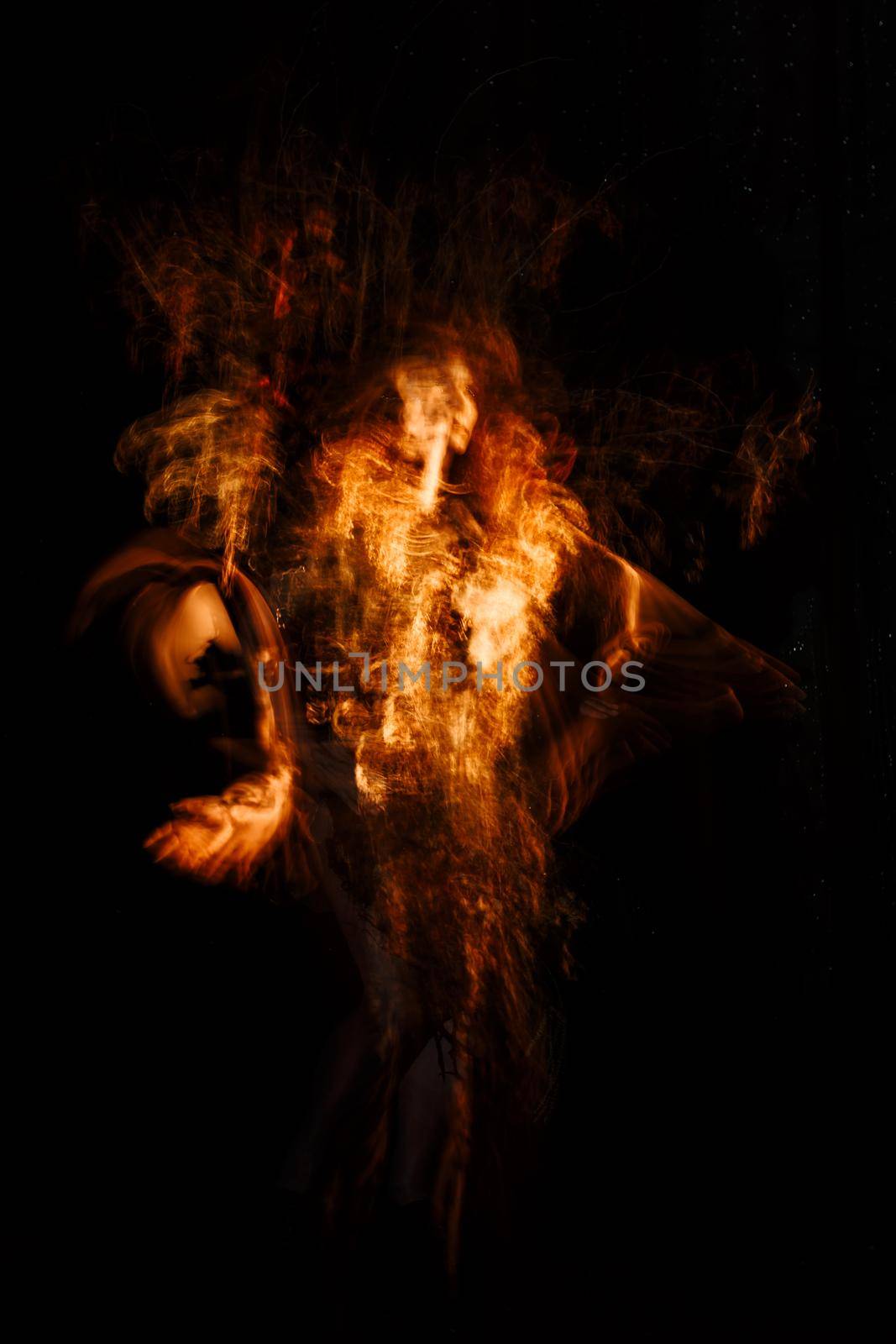 Ghost girl, spirit of the theater, Dryad in flashes of fire