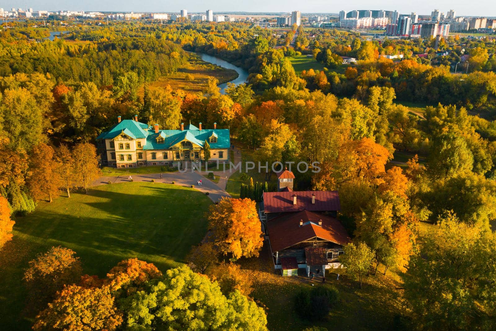 Autumn landscape in Loshitsky Park in Minsk. Belarus.Golden autumn.