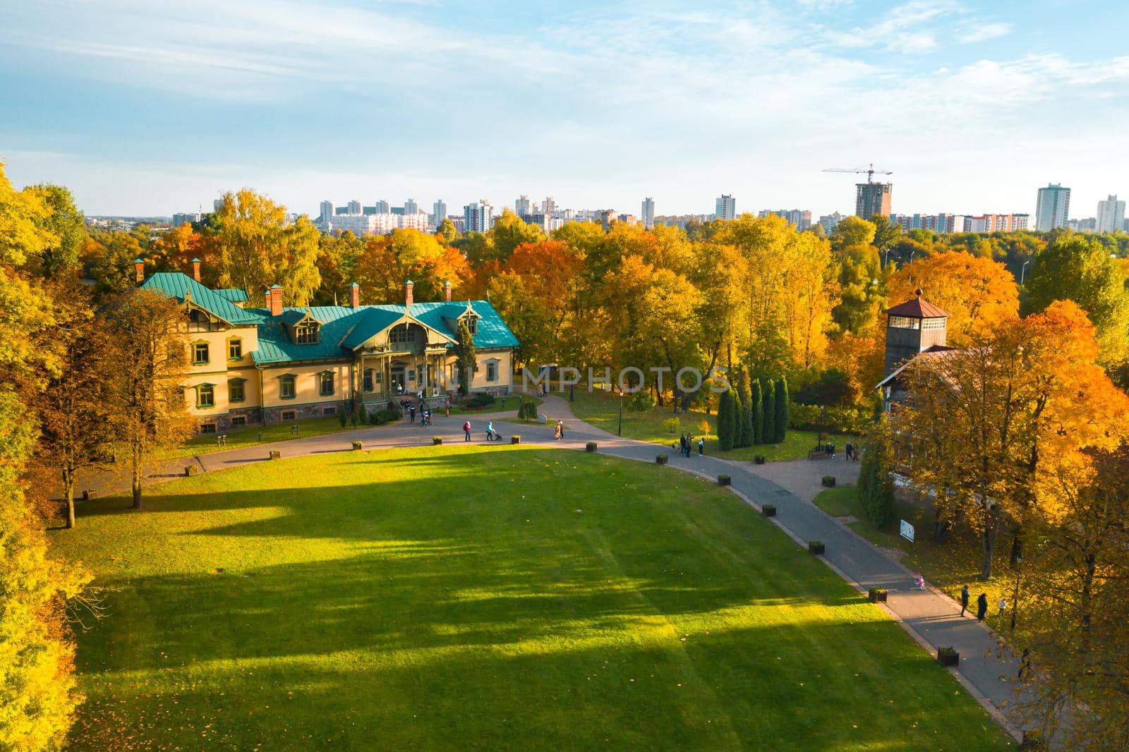 Autumn landscape in Loshitsky Park in Minsk. Belarus.Golden autumn.