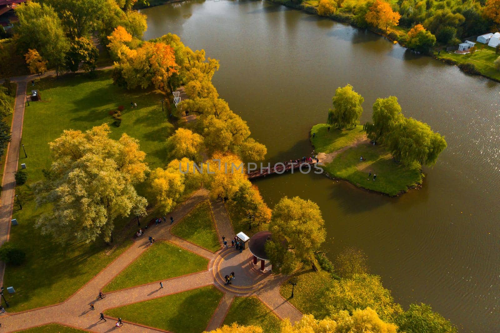 Autumn landscape in Loshitsky Park in Minsk. Belarus.Golden autumn.