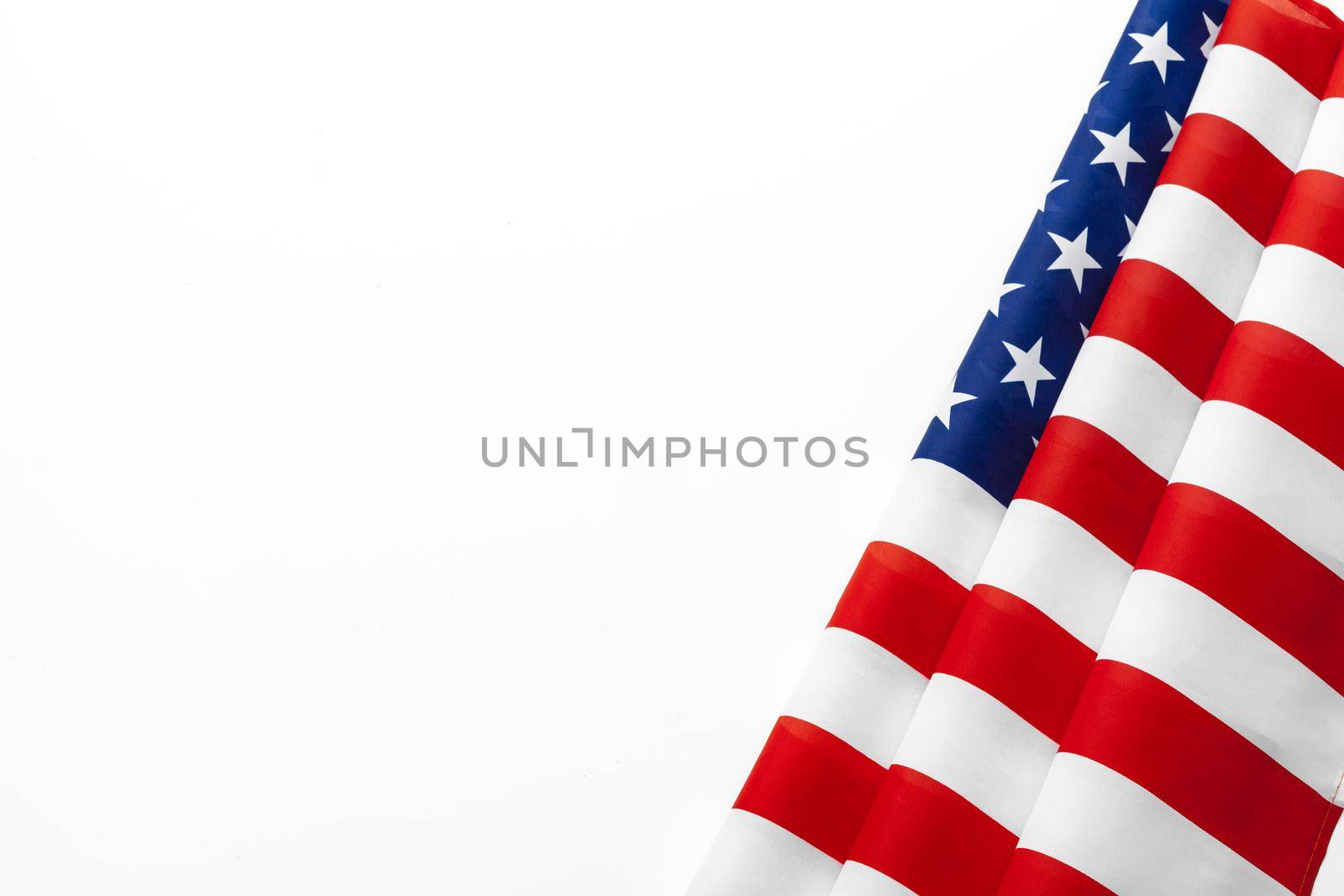 Close up of American flag USA on plain background