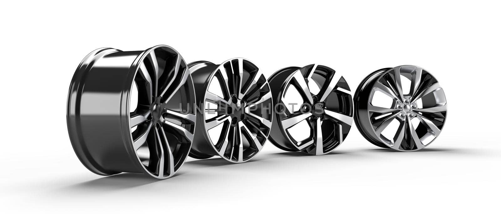 four car disc on a white background, 3D rendering illustration.