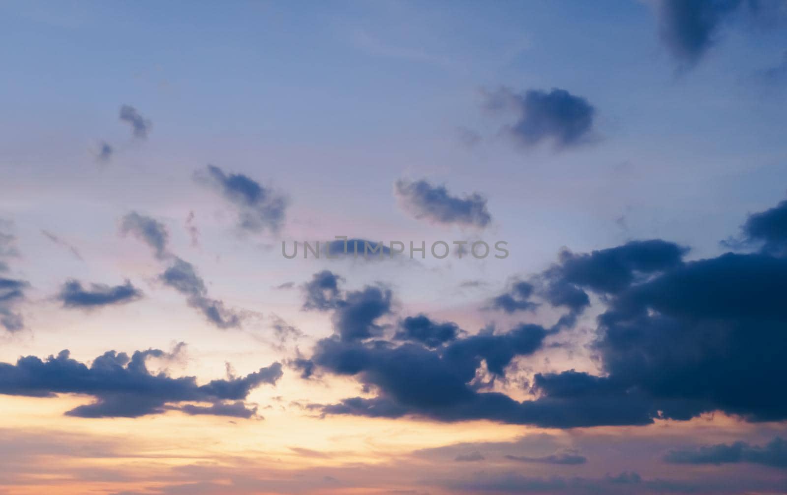 Copy space minimal concept of summer sunsey colorful sky and white cloud abstract blank background.