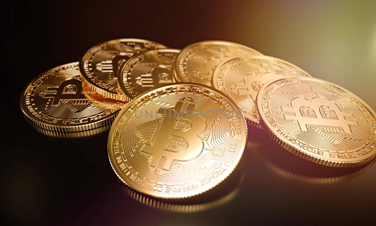 Stack of cryptocurrencies bitcoin, 3D rendering illustration.