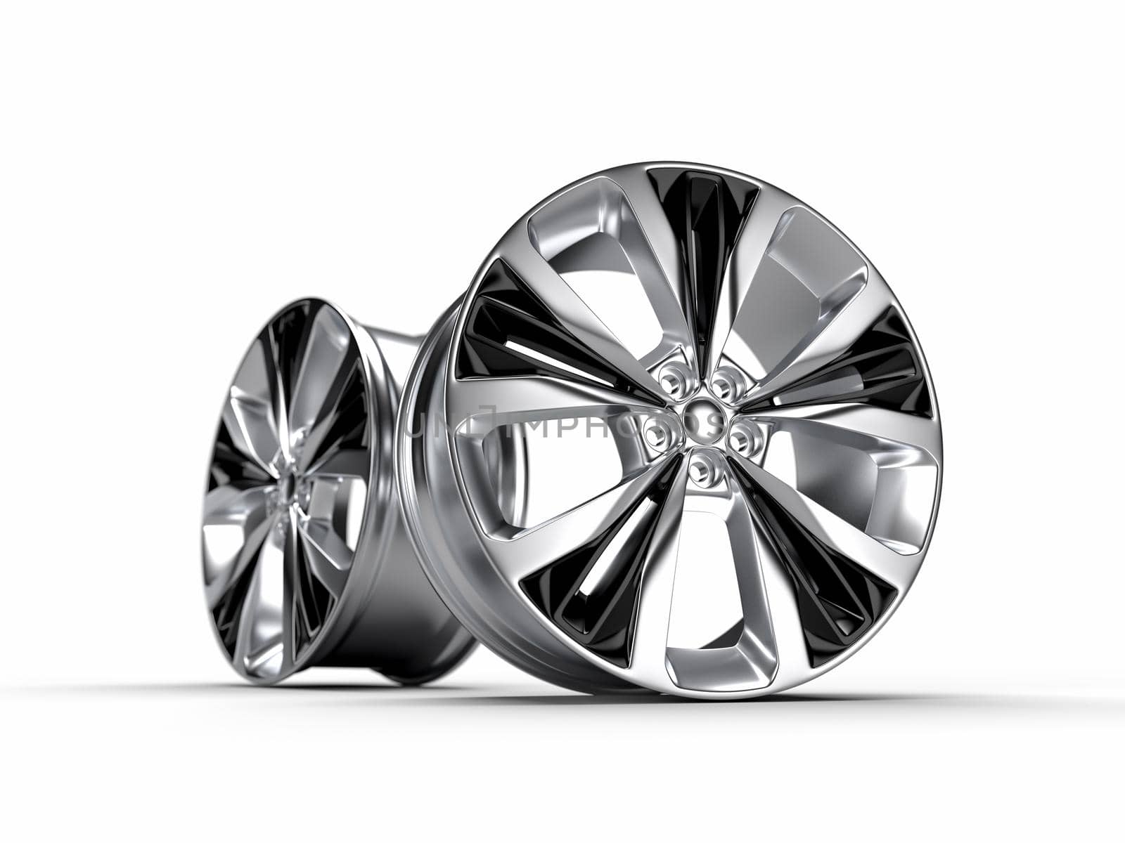 Racing Performance Aluminum Wheel Rim Cutout, 3D rendering illustration.