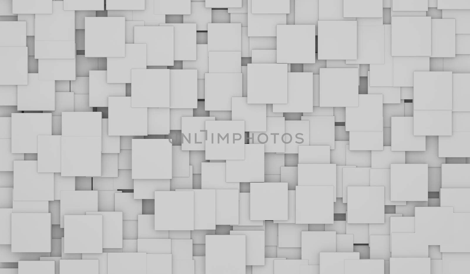abstact white modern architecture background with white cubes on wall 3D rendering illustration