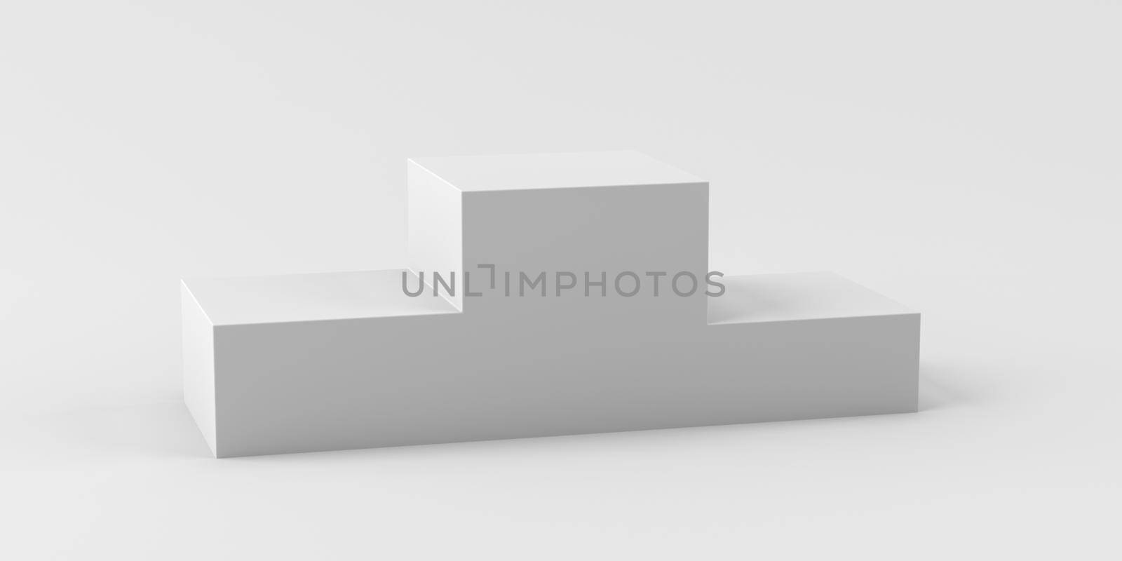 Award podium, pedestal isolated on white background 3D rendering illustration.