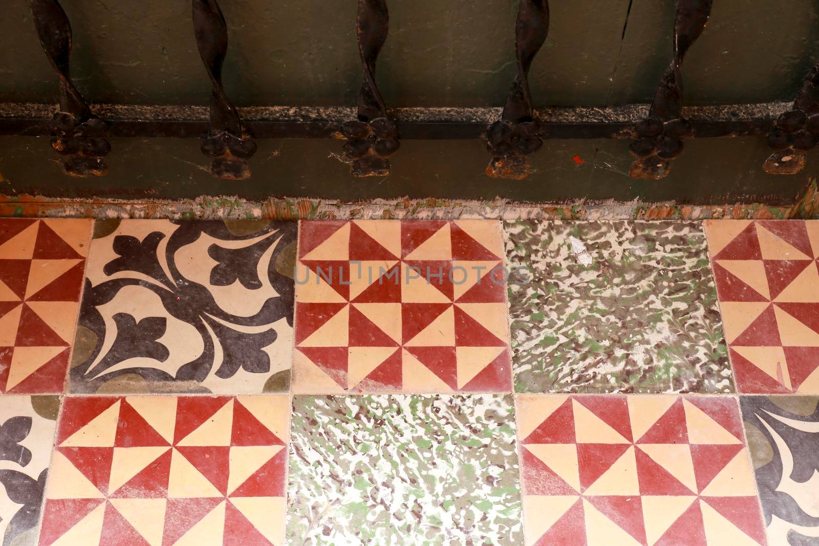 Colorful tile background of floor in Spain by soniabonet