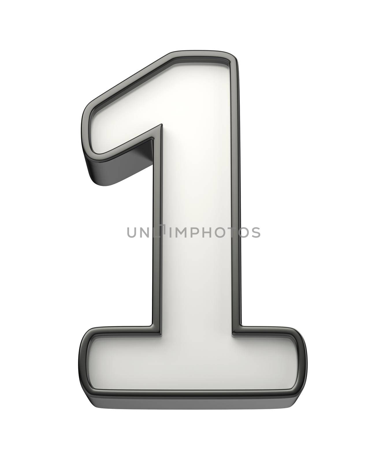 3D illustration of number one, isolated on white background