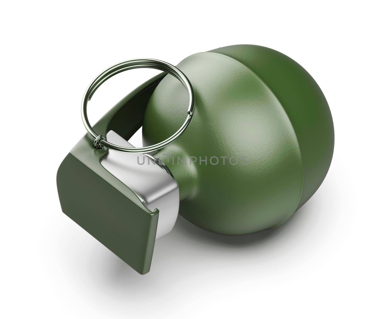 Green hand grenade on white background