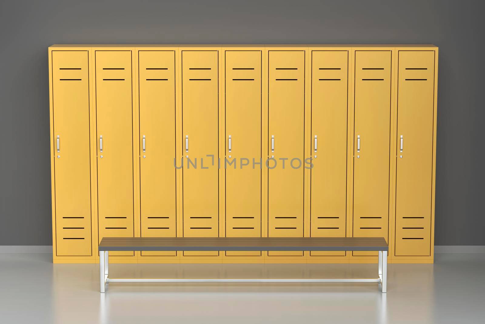 Yellow metal lockers in the changing room