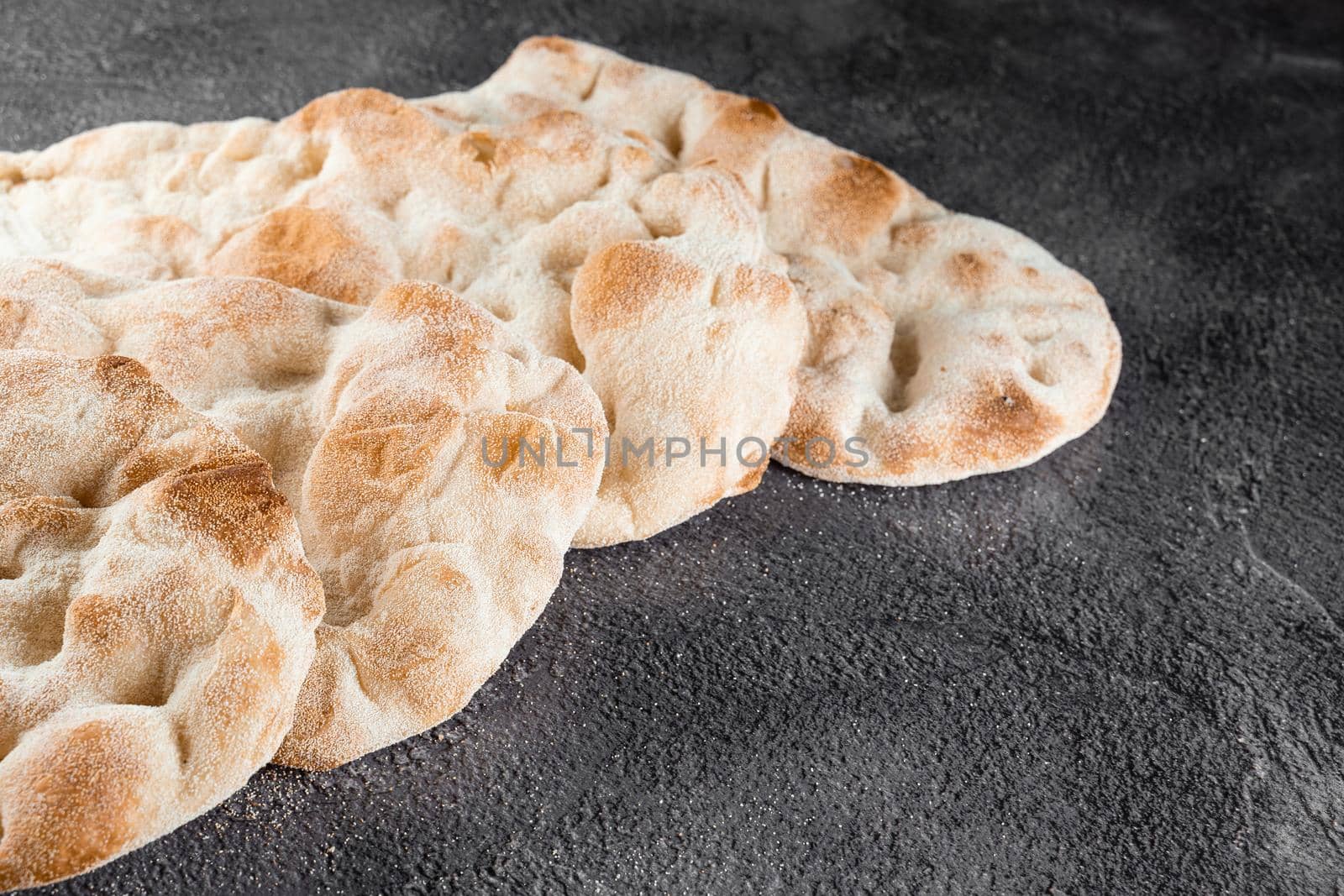 Dough for pinsa romana and scrocchiarella from 4 types of flour. Italian gourmet cuisine. Traditional dish in italy