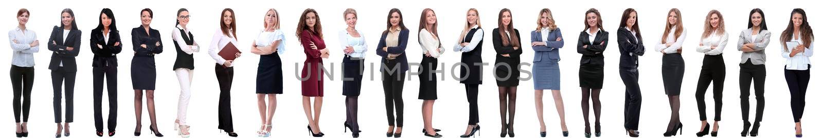 collage of successful modern businesswoman. isolated on white background