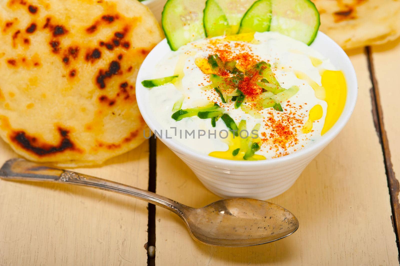 Arab middle east salatit laban wa kh’yar Khyar Bi Laban goat yogurt and cucumber salad 