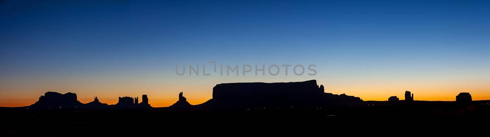 The unique nature landscape of Monument Valley in Utah, USA at sunset