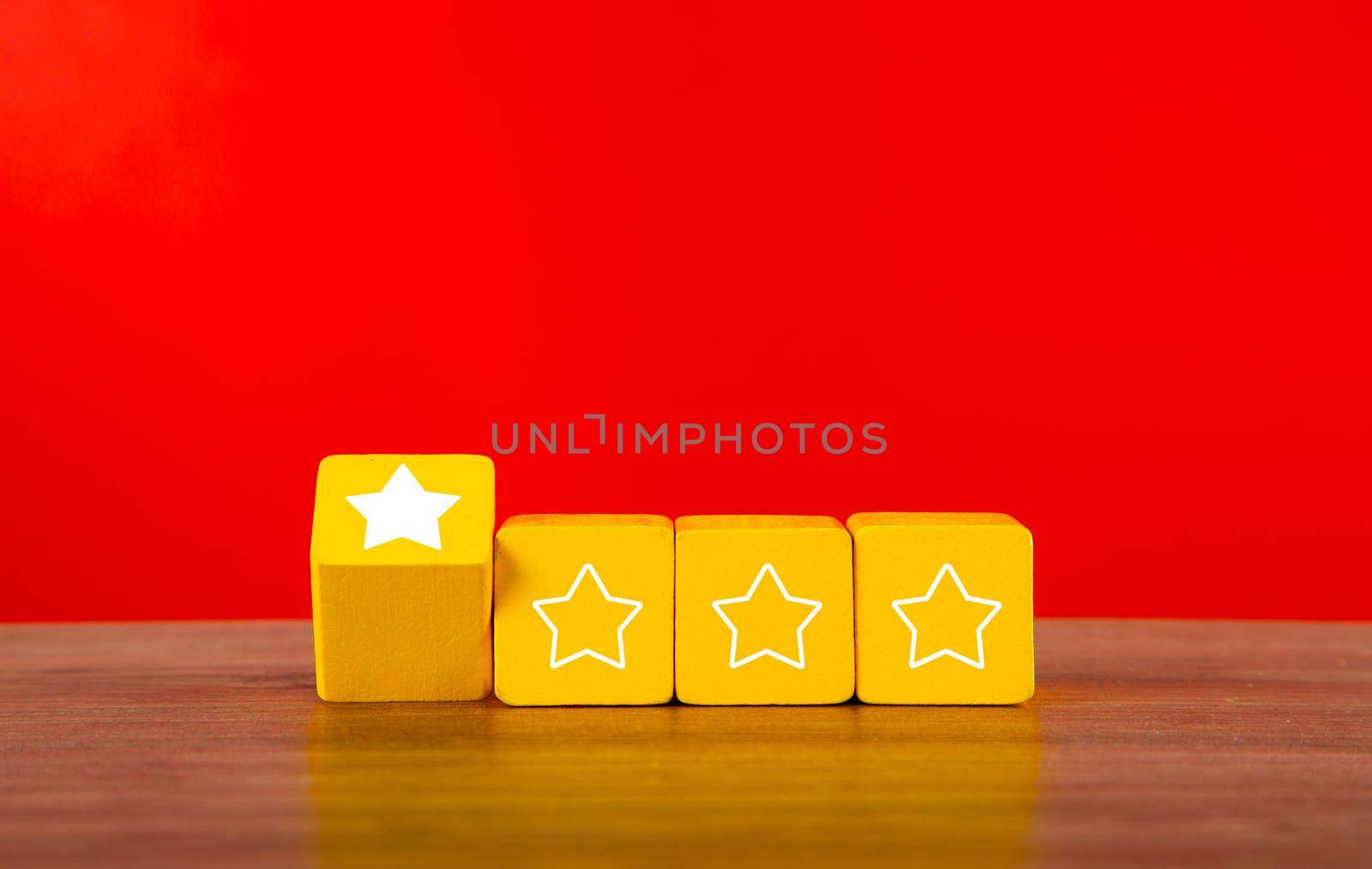 Wooden cubes with one stars out of four.  by tehcheesiong