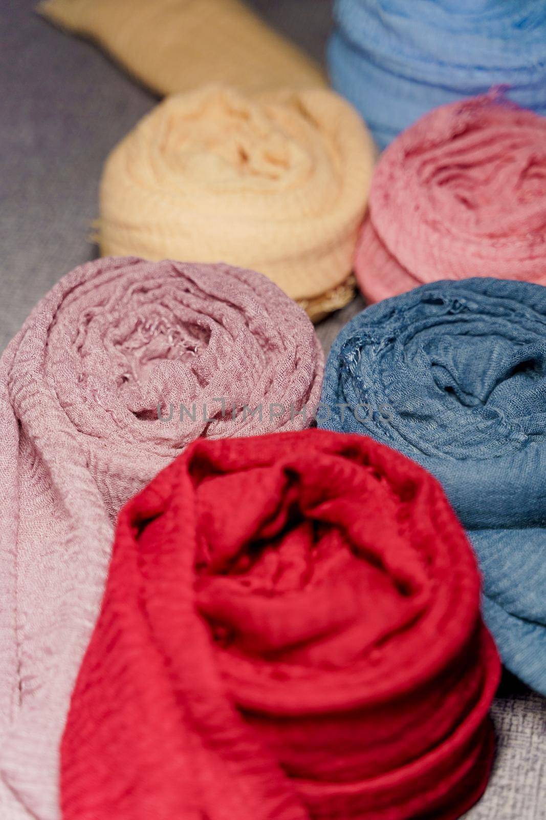 Silk scarf muslim. Multi-colored plain scarves
