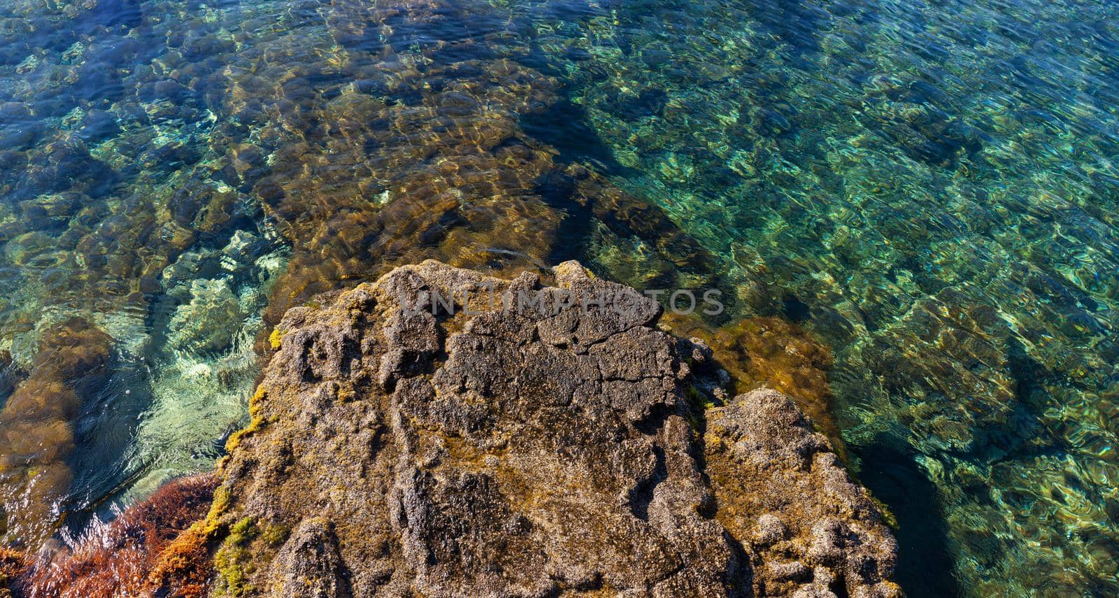 View of colorful sea of Linosa, Sicily