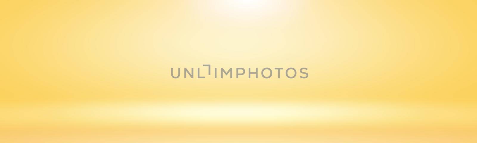 Abstract solid of shining yellow gradient studio wall room background. by Benzoix