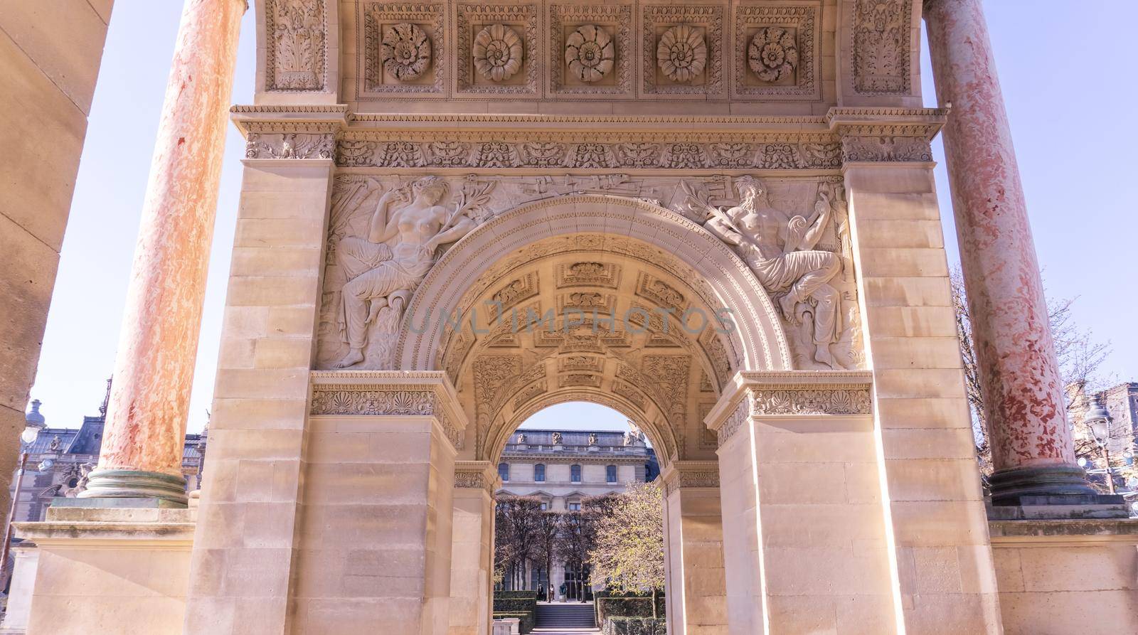 Arc de Triomphe du Carrousel view inside Paris, France