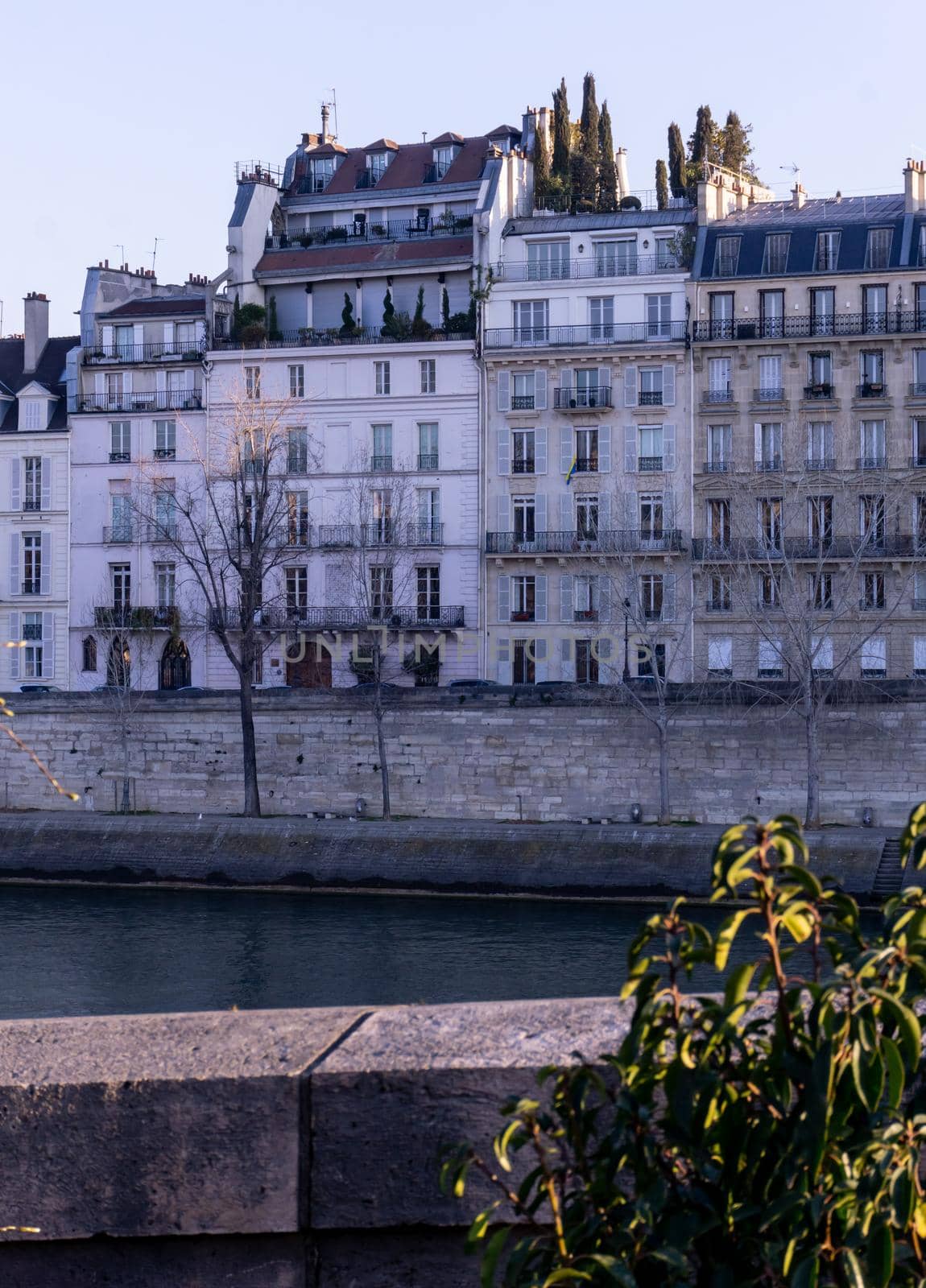 Beautiful historical buildings on the banks of the Seine in Paris, France