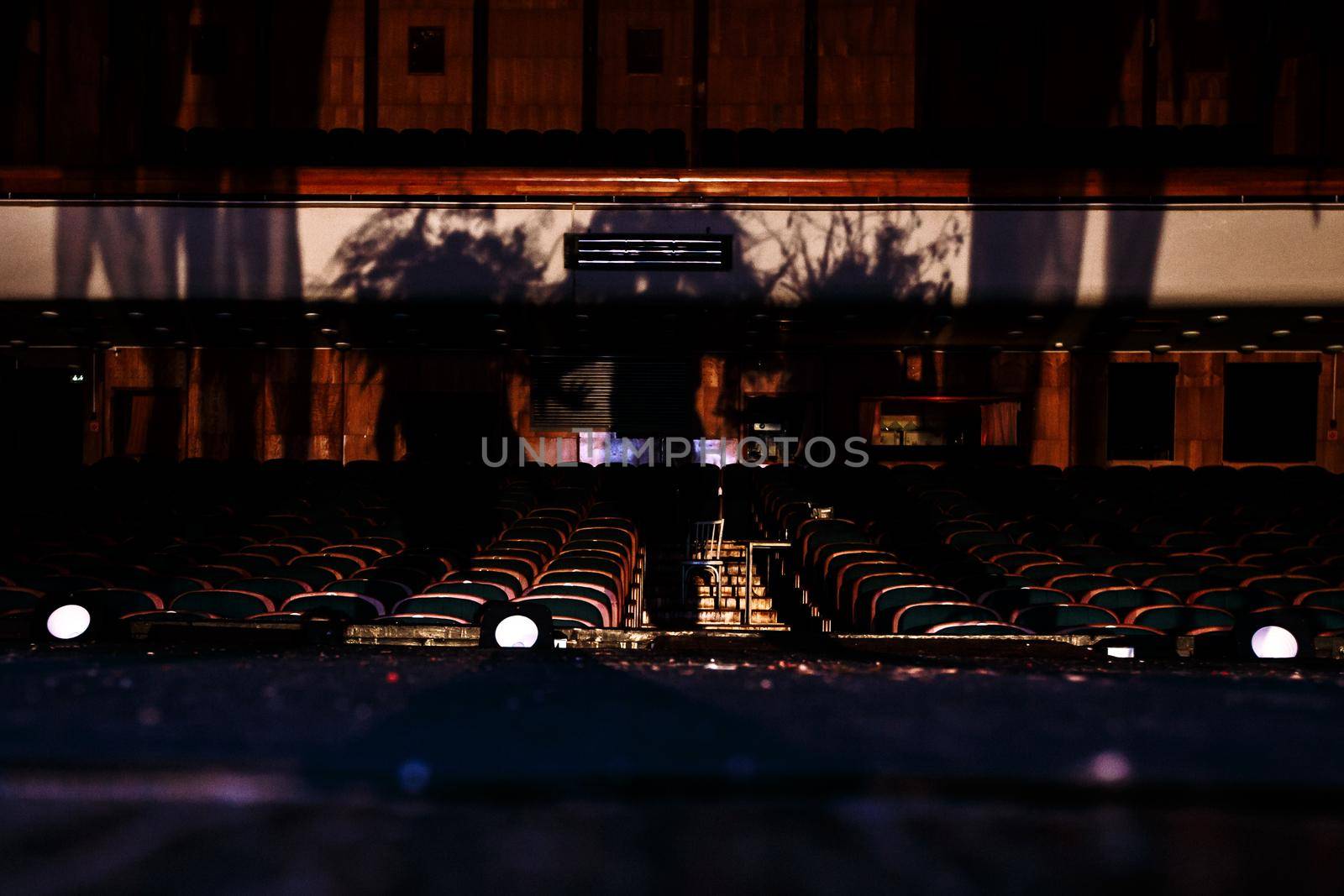 Shadows of three ghosts, spirits of the theater in the Assembly hall