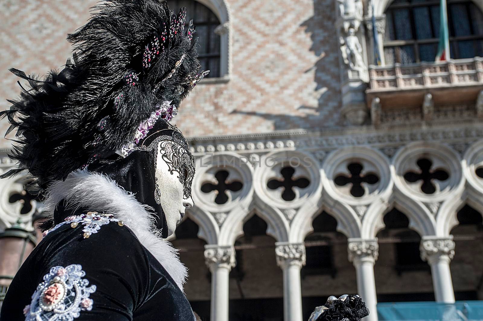 VENICE, ITALY - Febrary 23 2019: The masks of the Venice carnival 2019