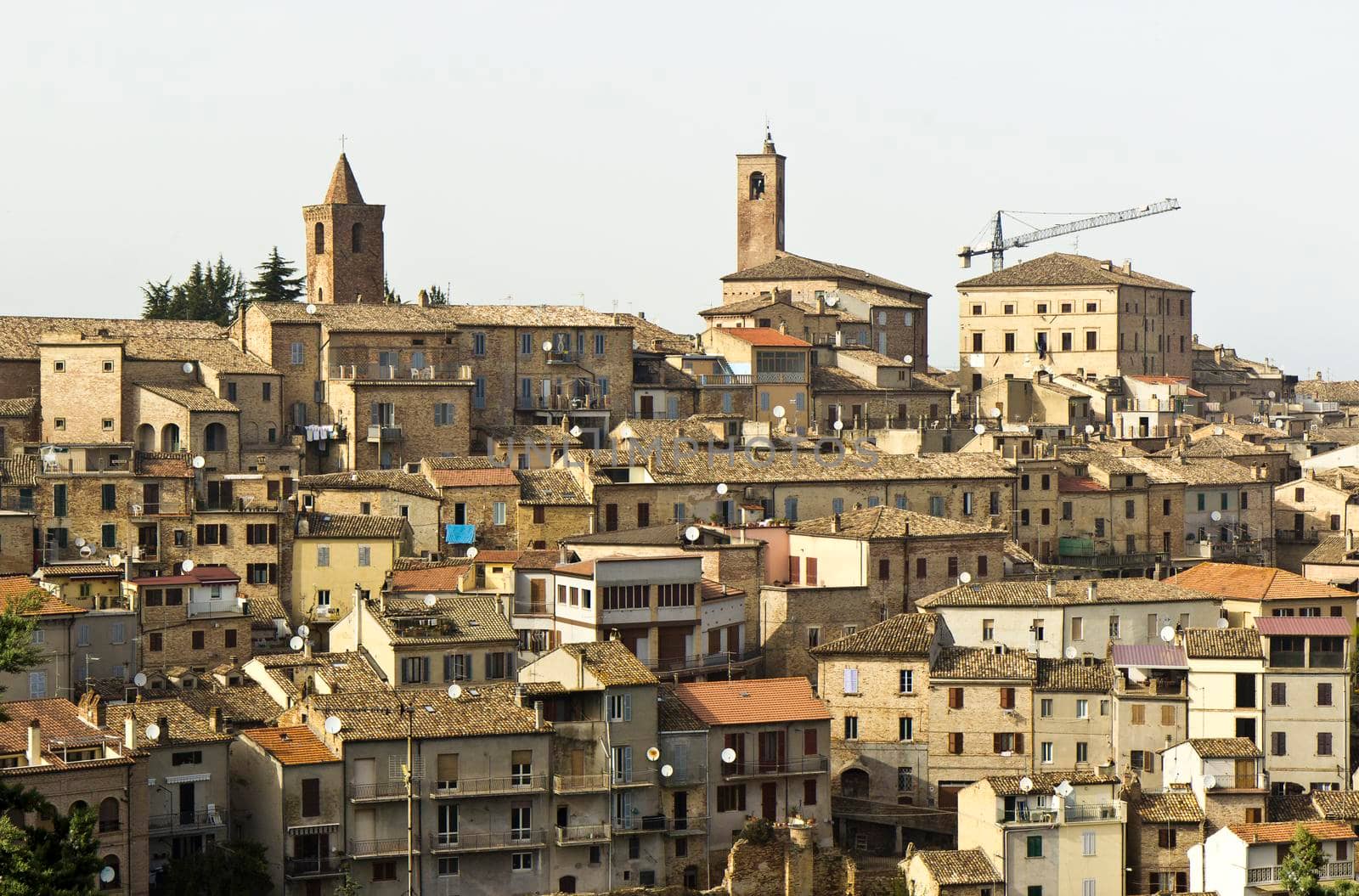 The buildings of Ripatransone in the Marche region of Italy are seen against the sky