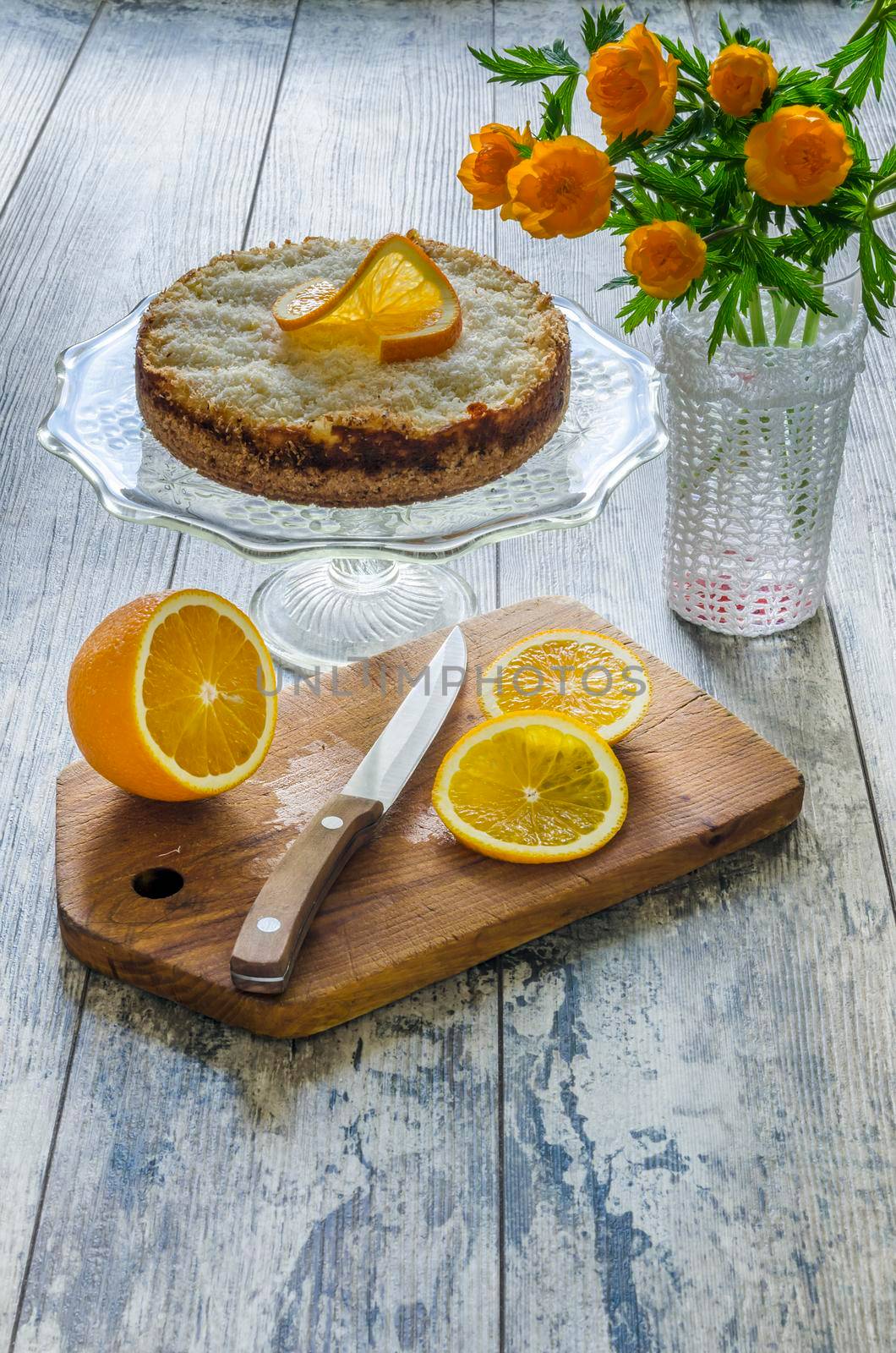 Cake with coconut and ricotta cheese. From series Italian Desserts