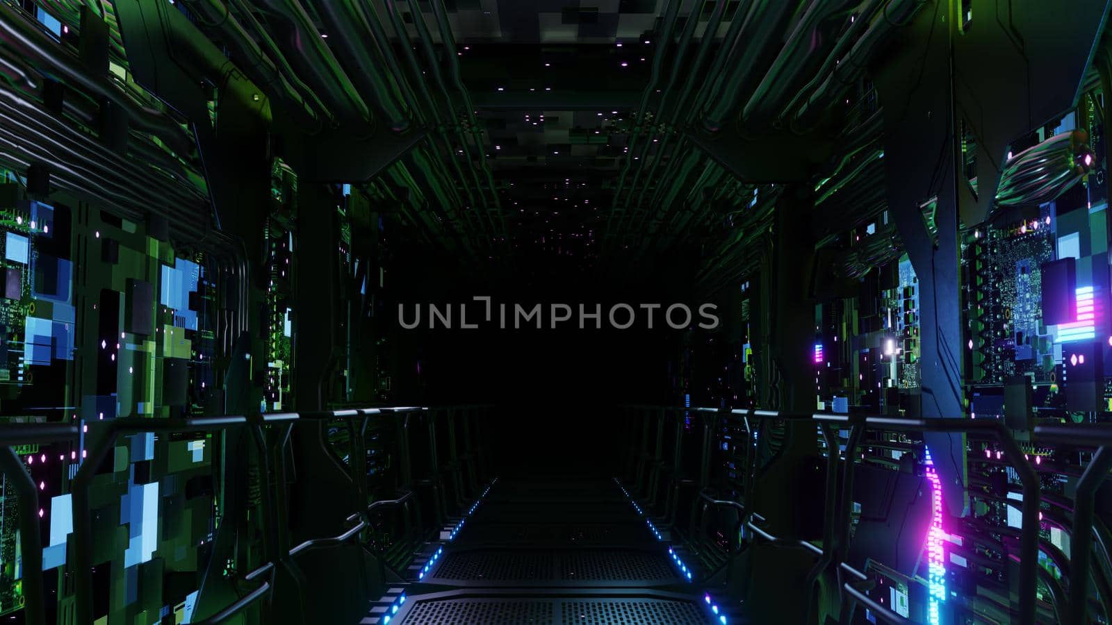 Inside Digital Wiring Network Tunnel Sci-fi by urzine