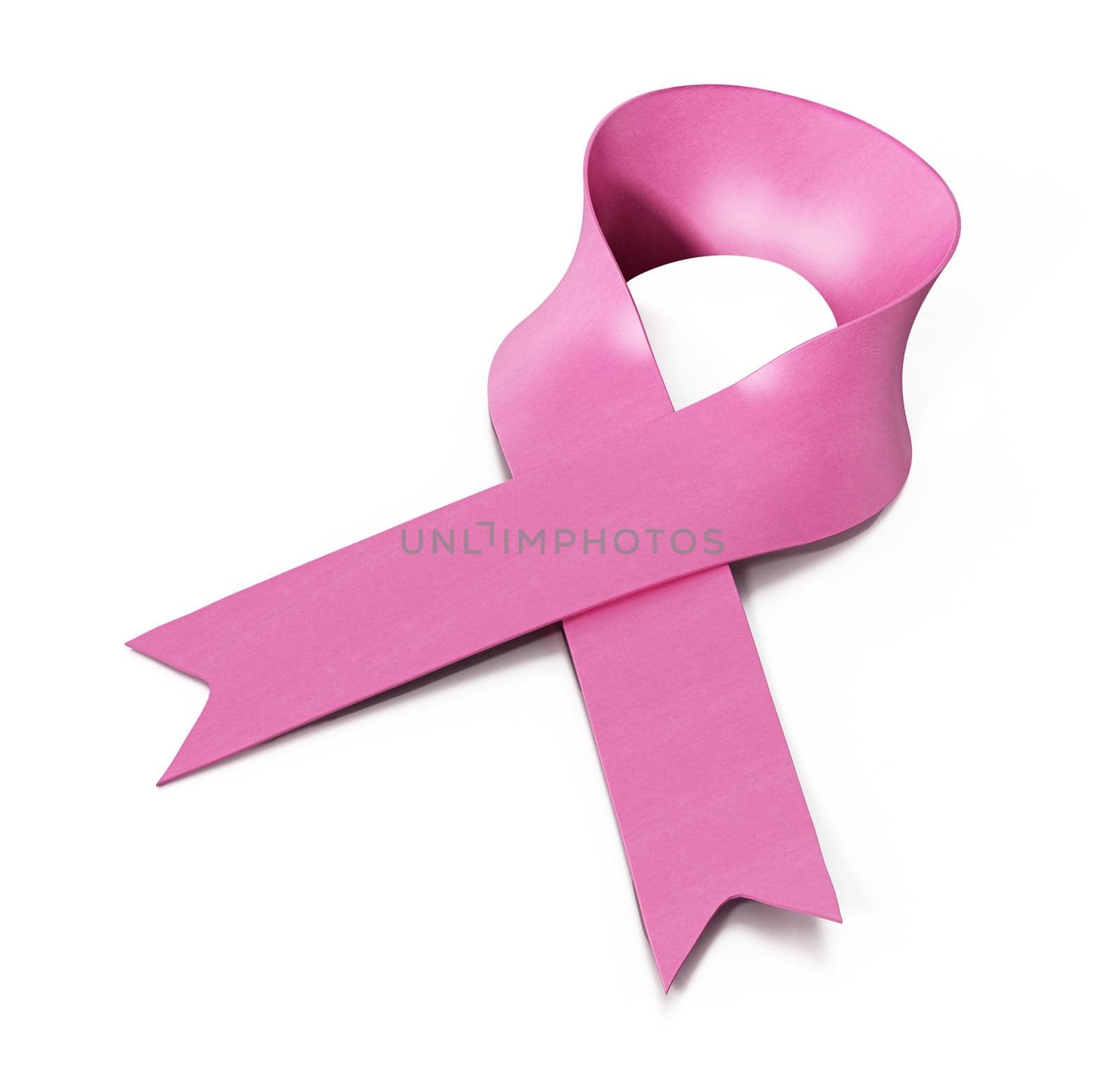 Pink cancer awareness ribbon. 3D illustration by Simsek