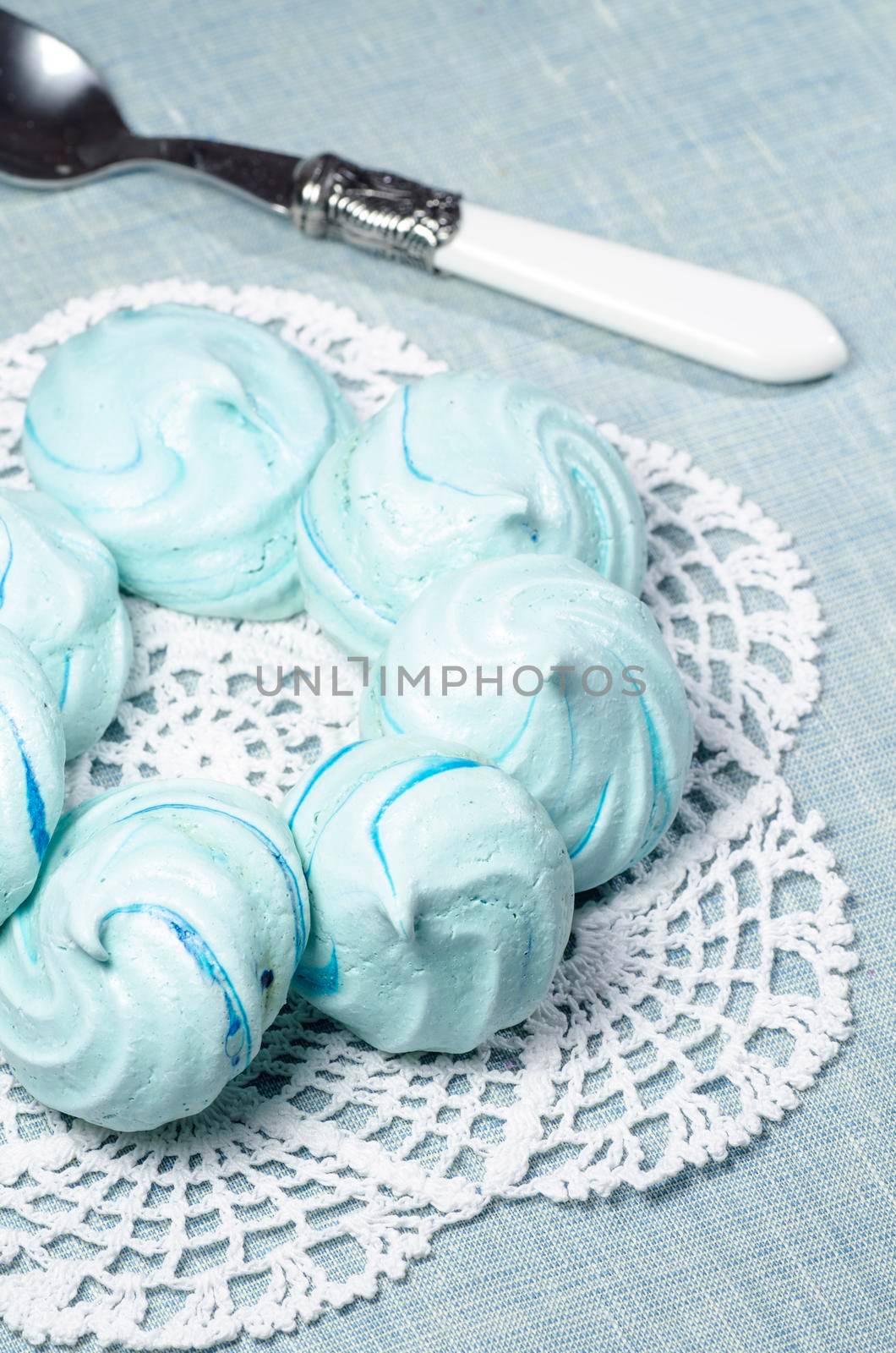 Azure homemade meringue cookies From series Christmas and New Year