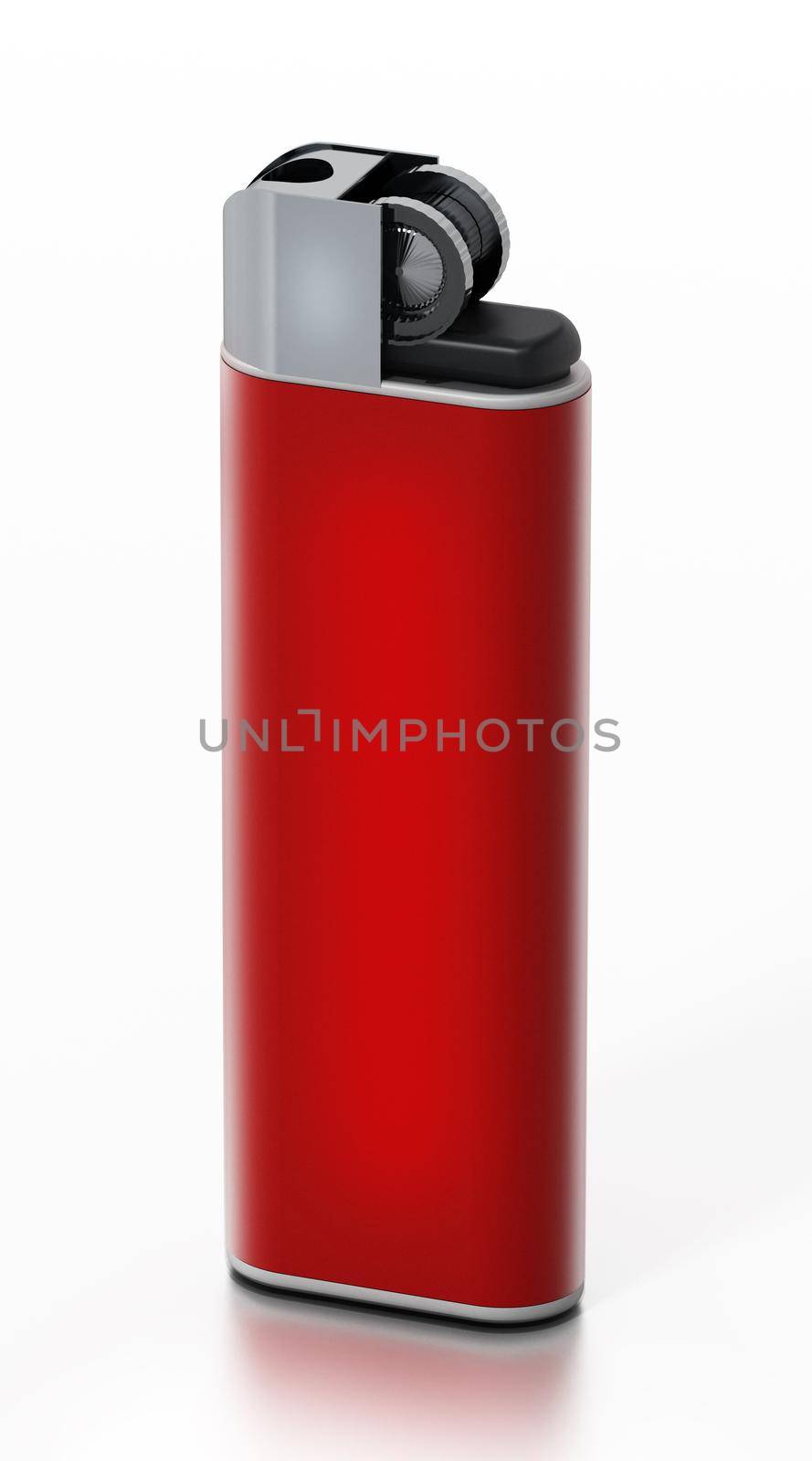 Generic red lighter isolated on white background. 3D illustration by Simsek