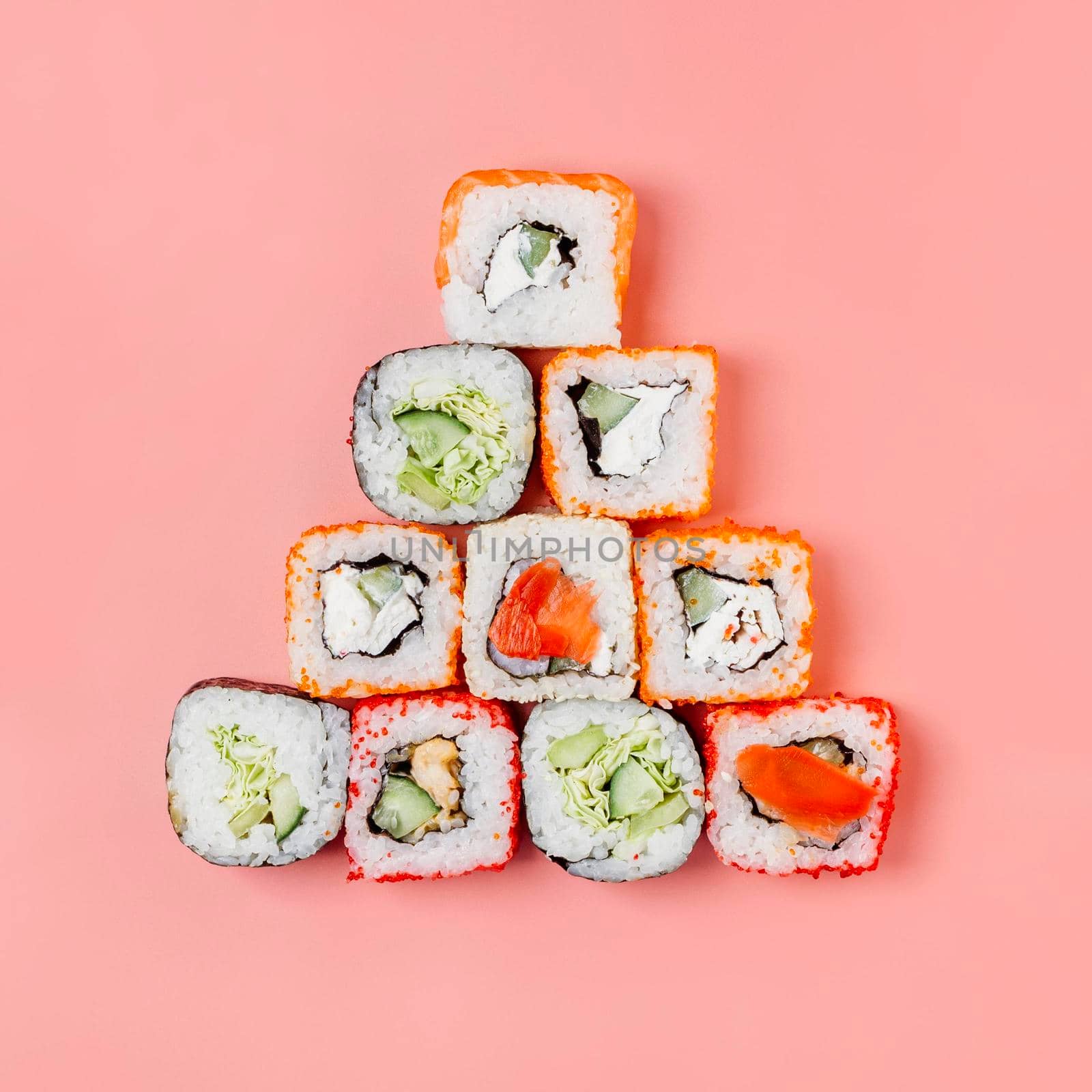 top view japanese sushi arrangement by Zahard