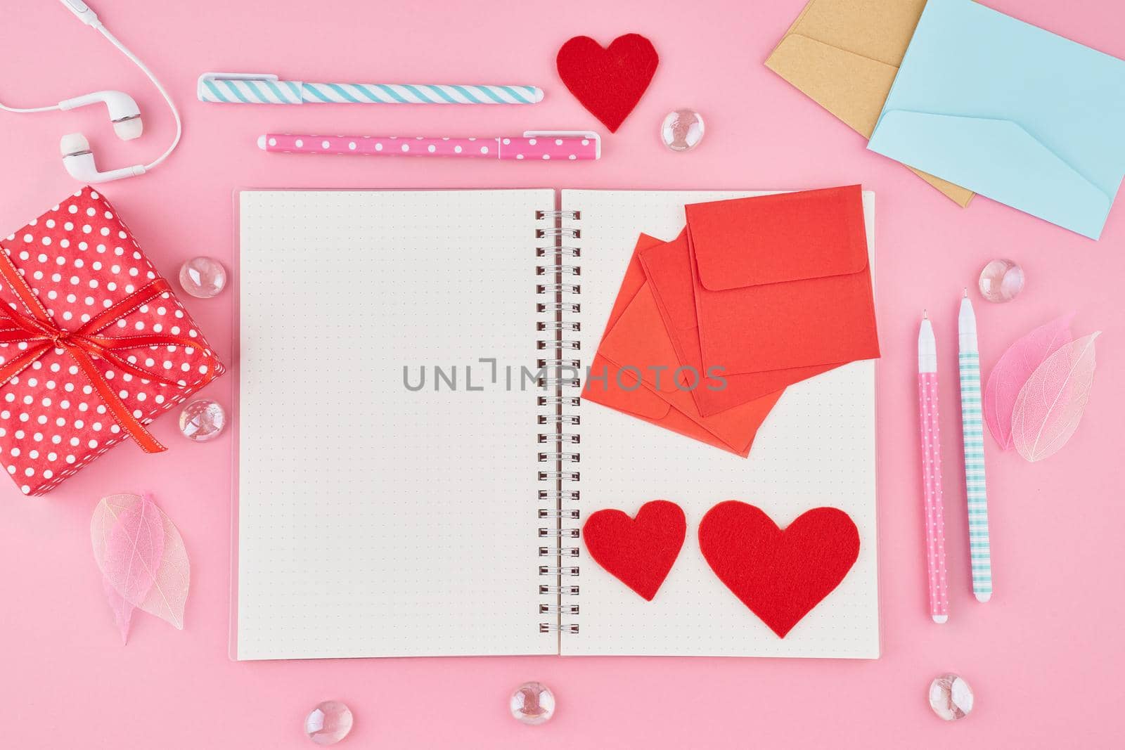 The concept of writing note, letters for Valentine's Day. Notepad page by NataBene