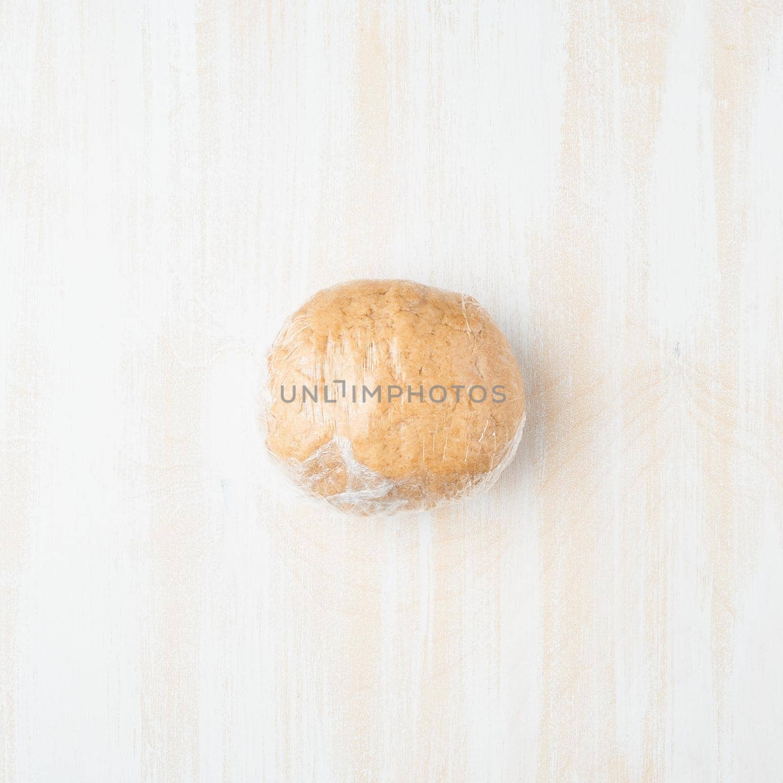 Step by step recipe. Homemade galette with vegetable. Top view, white wooden table, raw dough by NataBene