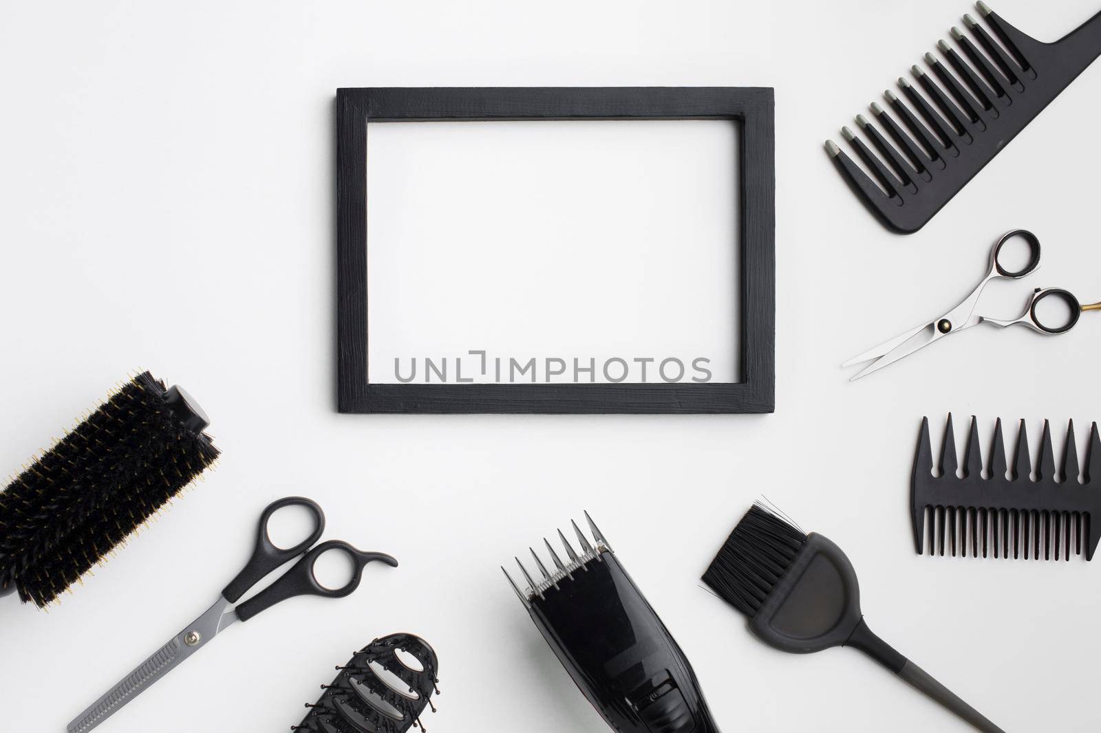 empty frame with hair supplies