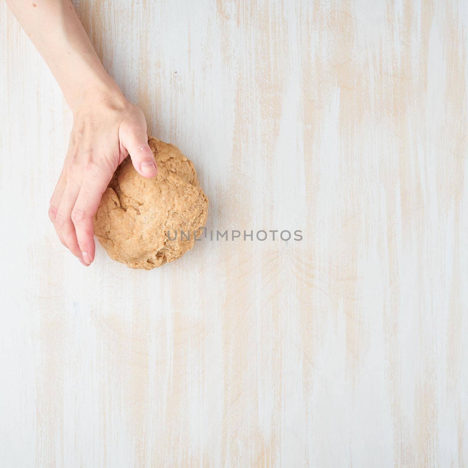 Step by step recipe. Homemade galette with vegetable. Top view, white wooden table by NataBene