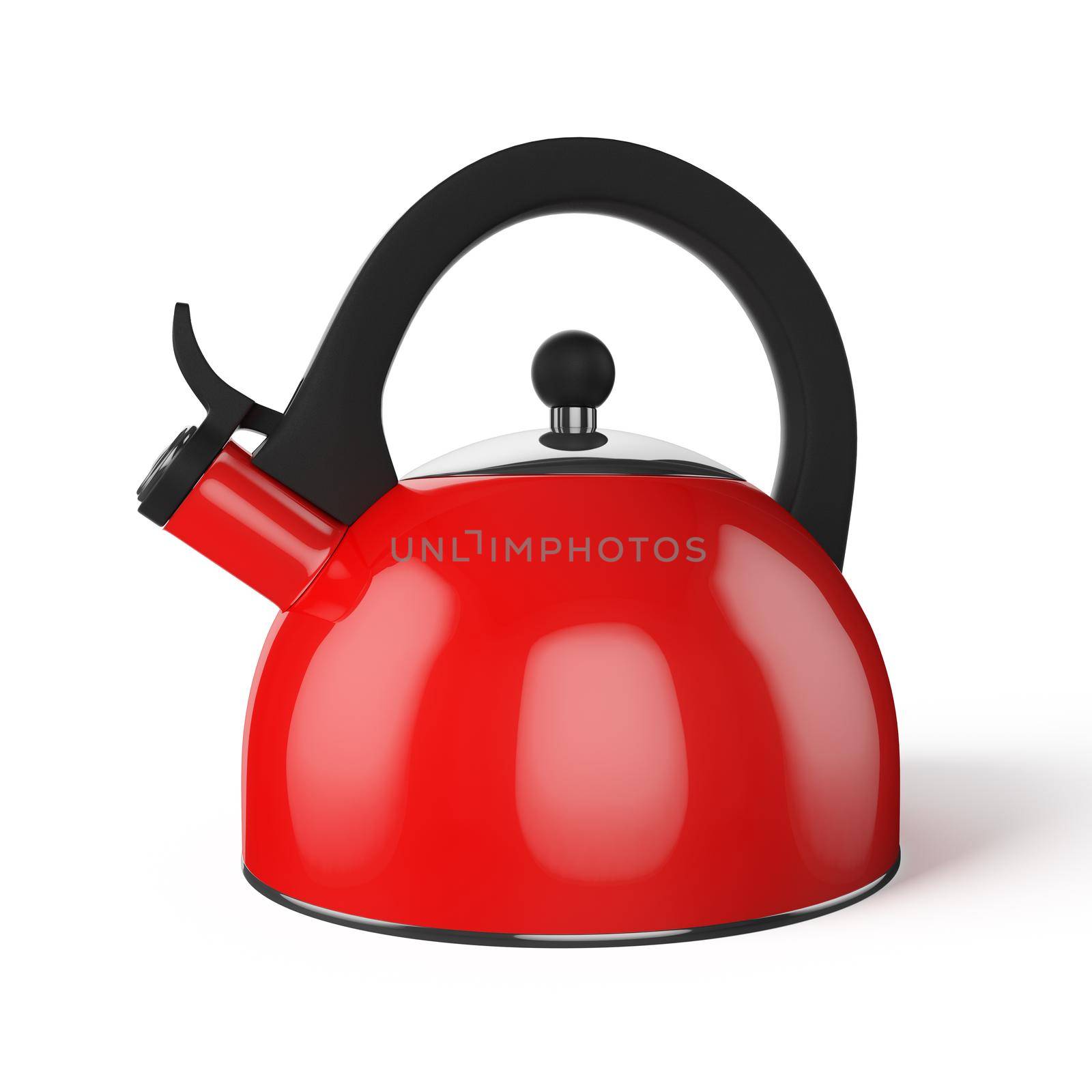 Red whistle kettle isolated on white by dimol