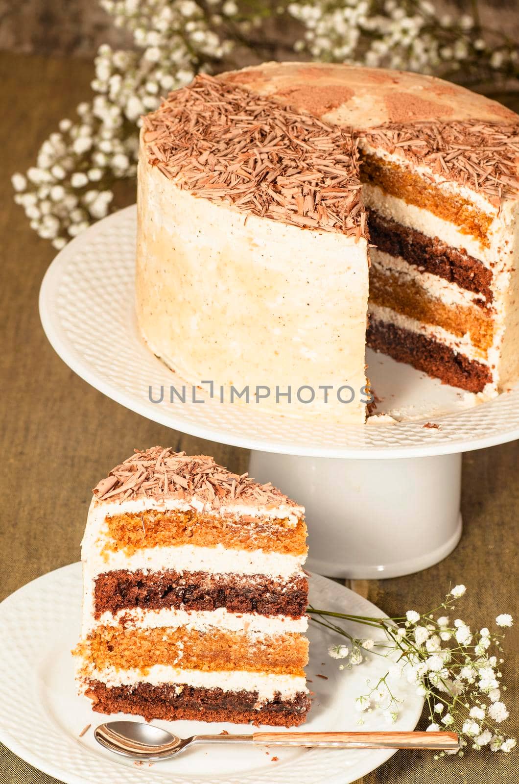 Chocolate pumpkin cake with spiced brown butter frosting for Valentine's Day. From series Pumpkin season