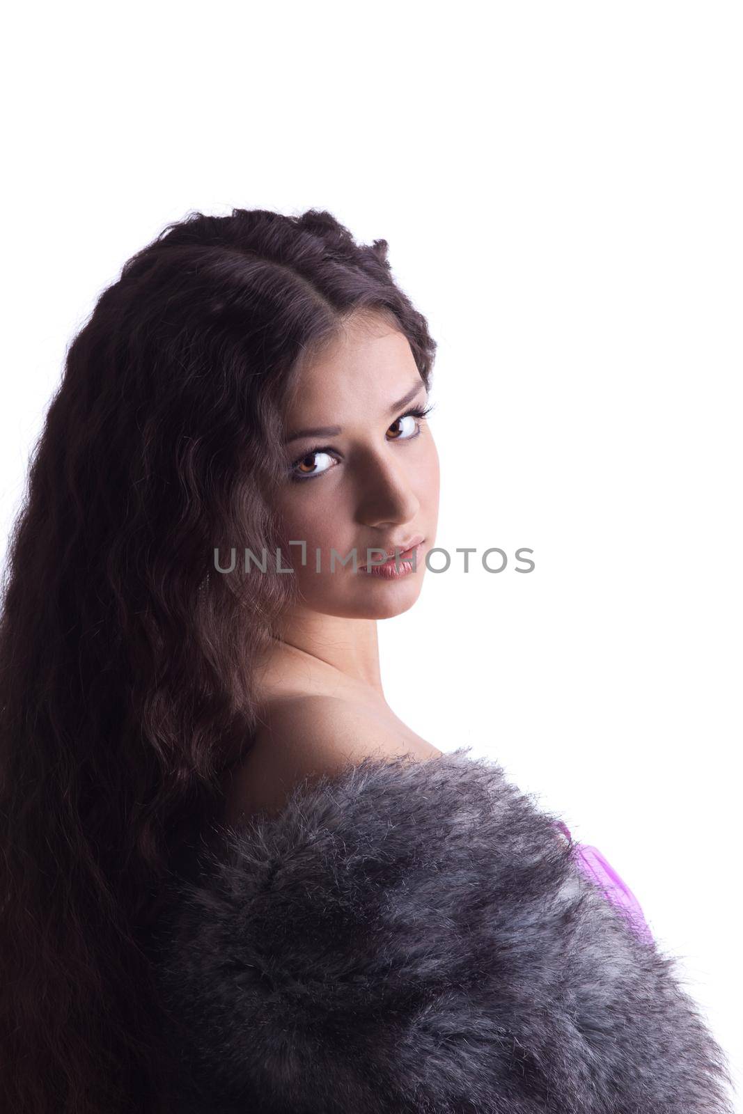 close up portrait of young beauty girl with long hair