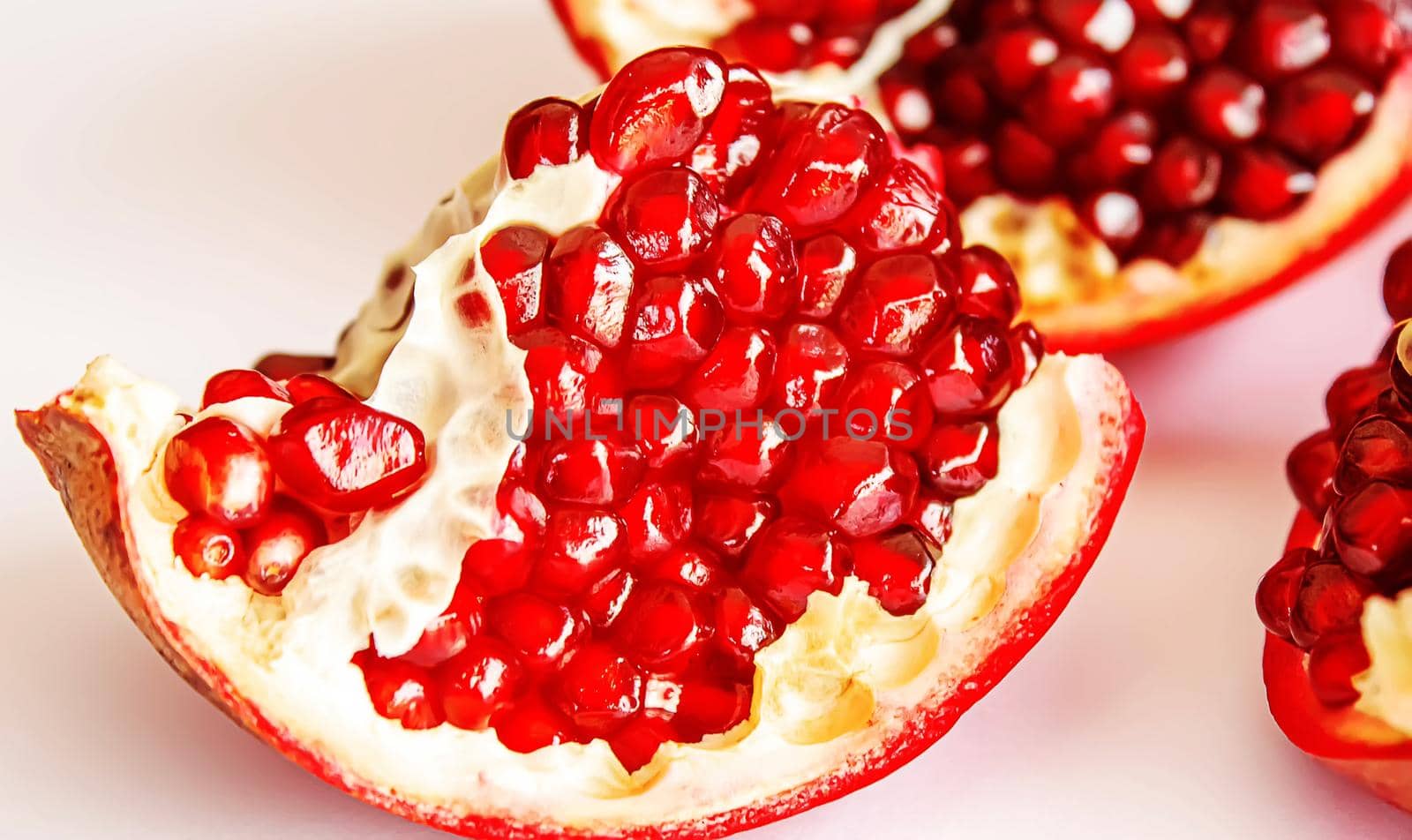 pomegranate on white background. selective focus.food