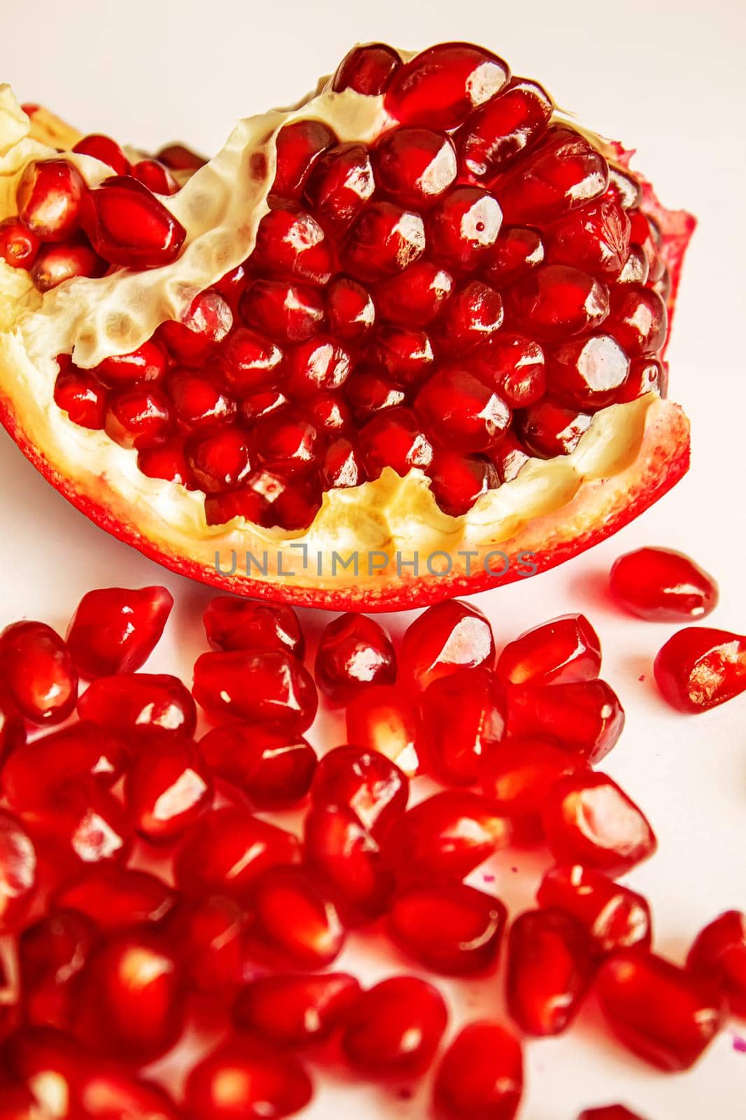 pomegranate on white background. selective focus.food