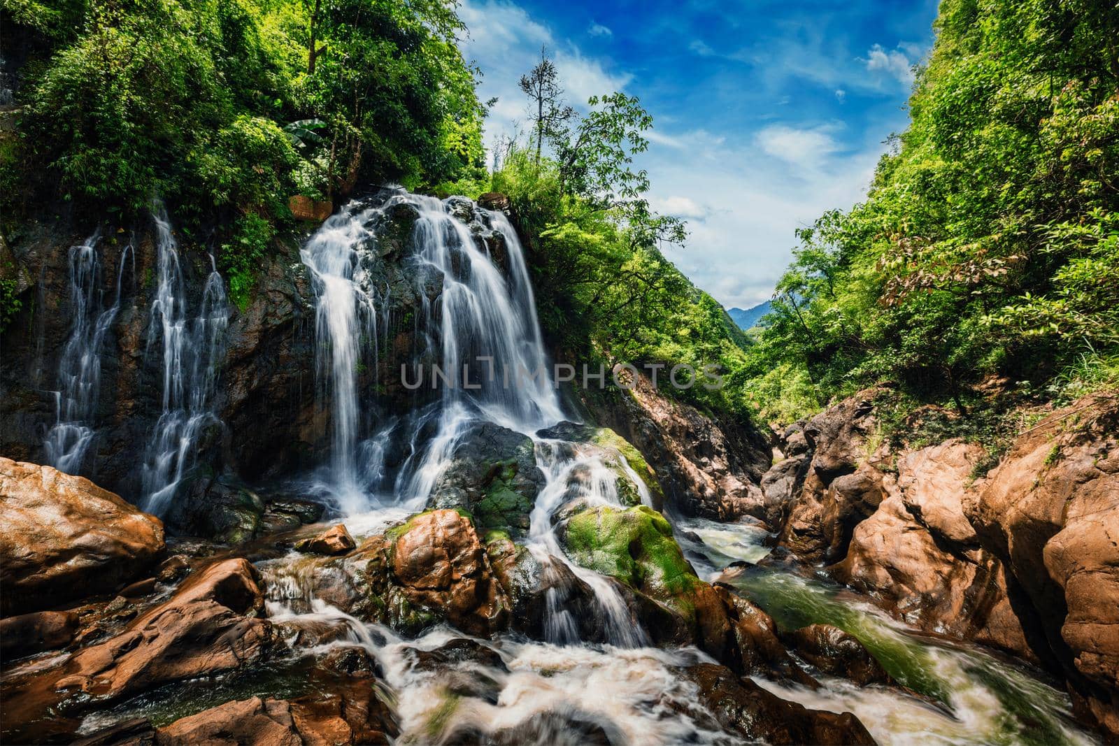 Waterfal near Cat Cat Village near (Sapa) Sa Pa, Vietnam - popular tourist trekking destination