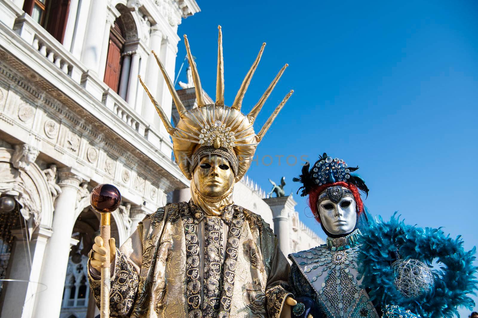 VENICE, ITALY - Febrary 22 2020: The masks of the Venice carnival 2020