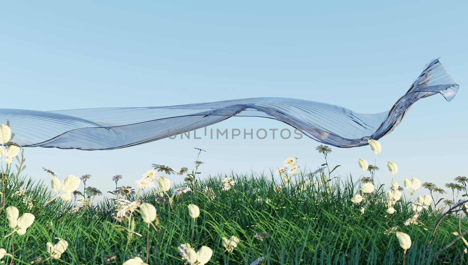 3D display podium sky background with natural green grass and sun shadow. Nature minimal pedestal, beauty, cosmetic product presentation. Spring, summer landscape banner template 3d render. by jbruiz78